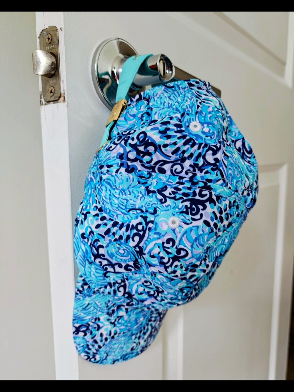 Lilly Pulitzer Blue Turquoise Patterned Baseball Cap